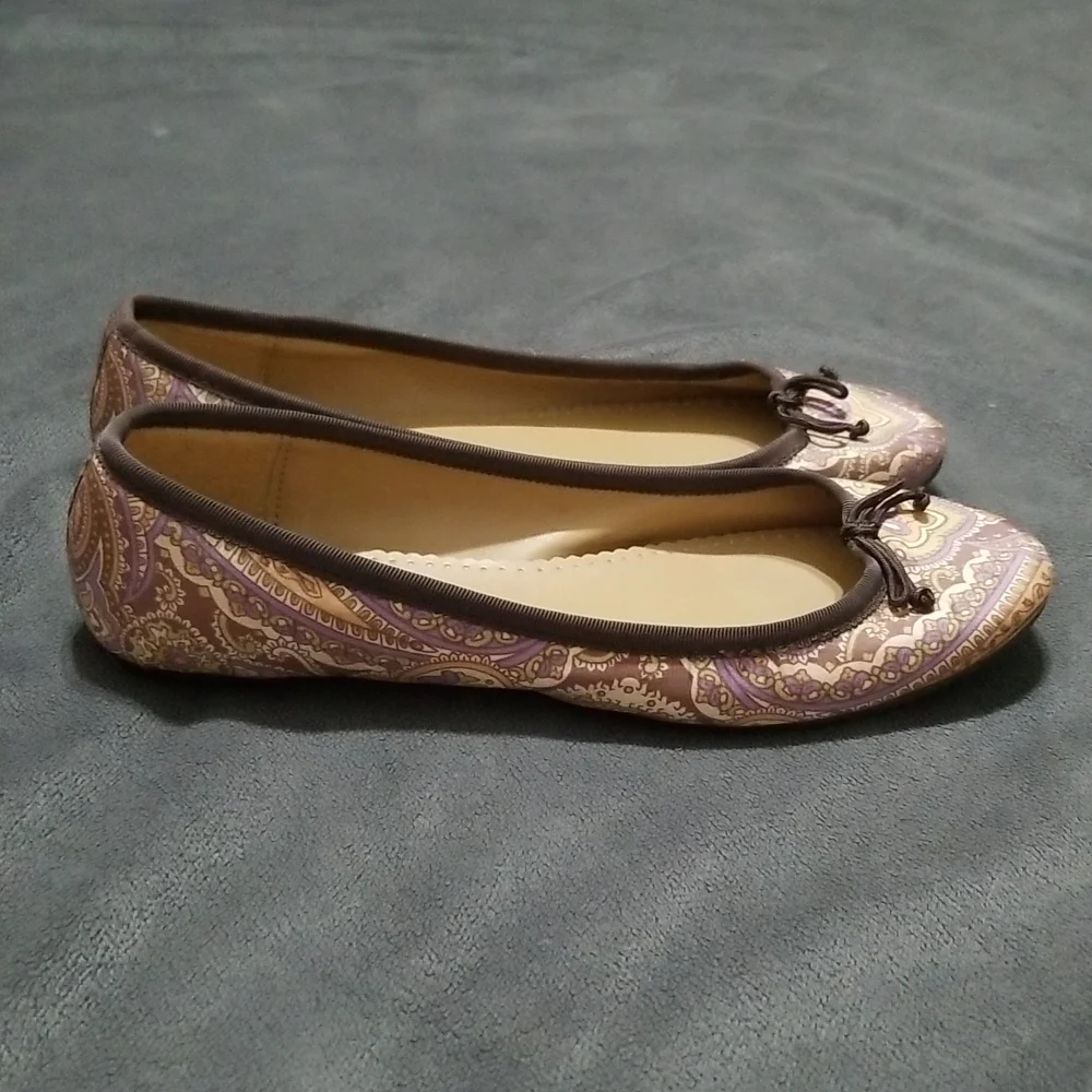 Multicolored Satin Paisley Kiki Ballet Flats Size 7